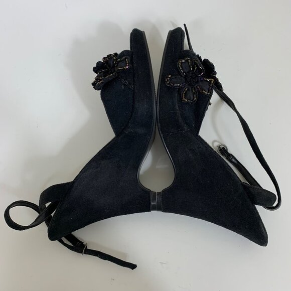Seychelles Strappy Peep Toe Heels with Flower Embellishment in Black - Size 8 - Picture 5 of 8
